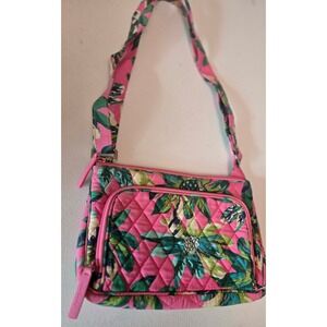 Vera Bradley Quilted Tropical Floral Crossbody‎ Bag Pink Blue Green